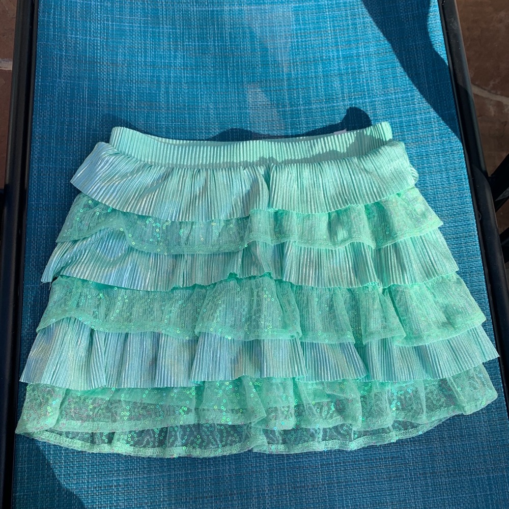 Justice mint green ruffle skirt